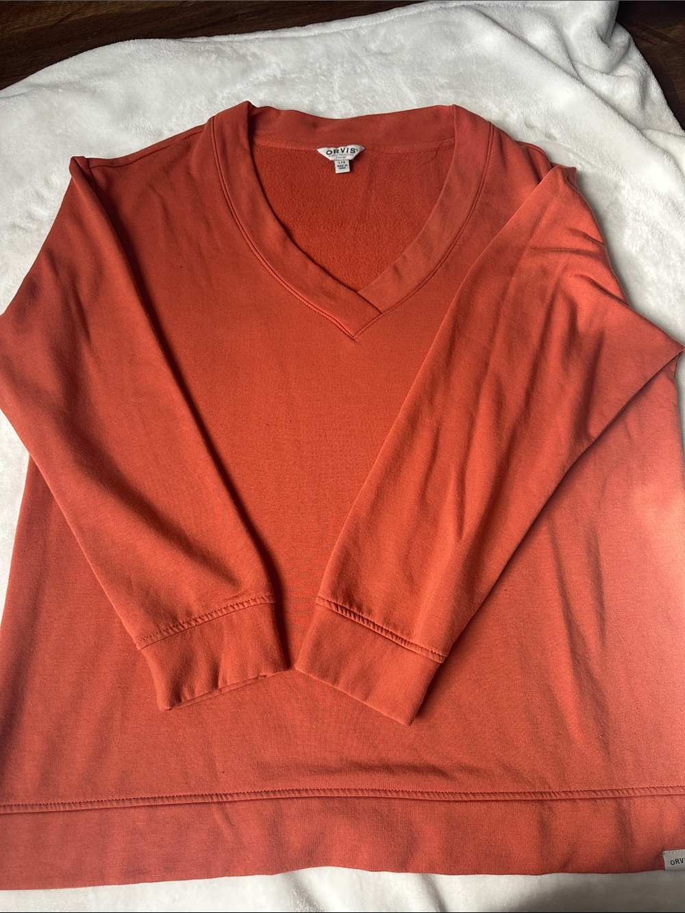 Orvis Women's Scoop/V-Neck Sweater - Coral Orange